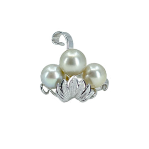 Grape Blue Gray Japanese Saltwater Akoya Cultured Pearl Vintage Ring- Sterling Silver Sz 5