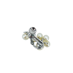 Climber Cluster Vintage Akoya Saltwater Cultured Pearl Screwback Earrings- Sterling Silver