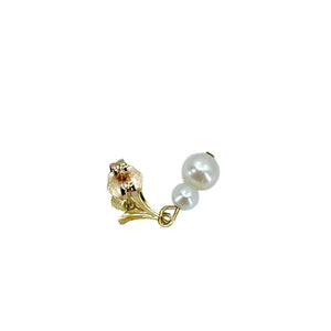 Fleur De Lis Vintage Modern Akoya Saltwater Cultured Pearl Pierced Earrings- 14K Yellow Gold