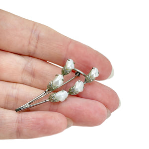 Antique Arts & Crafts Freshwater River Pearl Cultured Pearl Branch Brooch- Sterling Silver