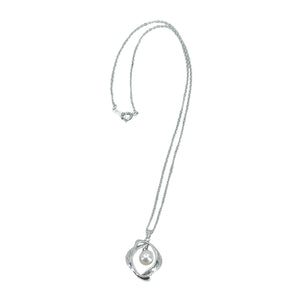 Fukuya Designer Vintage Japanese Saltwater Akoya Pearl Mid Century Necklace- Sterling Silver 16 Inch