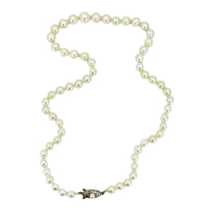 Una Pearl Designer Vintage Japanese Cultured Akoya Pearl Strand Necklace Box- Sterling Silver 18 Inch