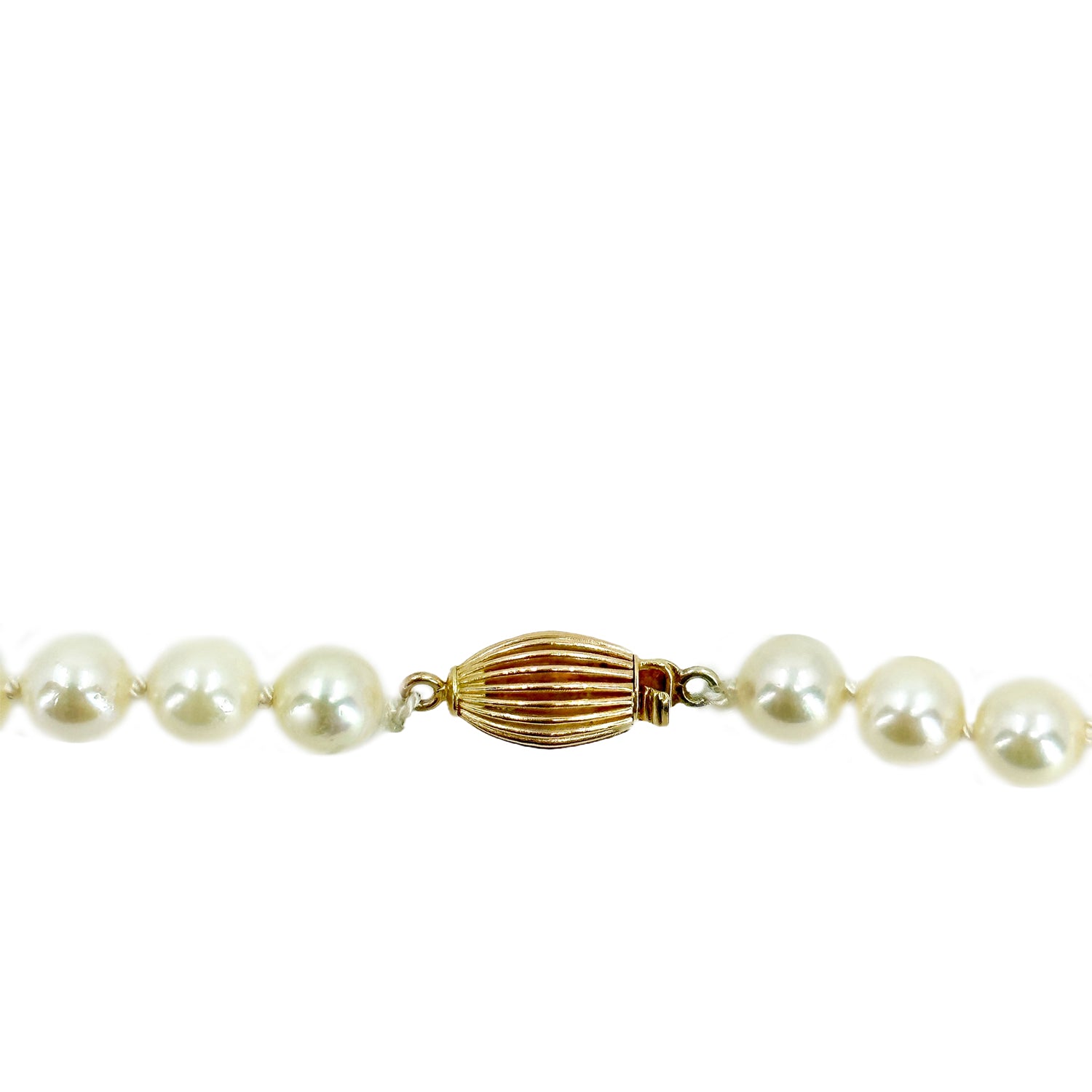 Vintage Opera Length Saltwater Japanese Akoya Cultured Pearl Necklace Strand - 14K Yellow Gold 29 Inch