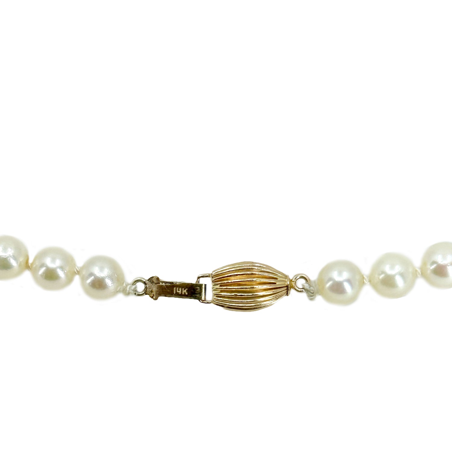 Vintage Opera Length Saltwater Japanese Akoya Cultured Pearl Necklace Strand - 14K Yellow Gold 29 Inch