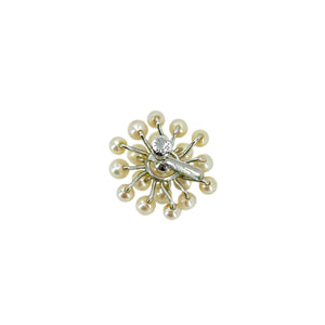 Snowflake Modernist Akoya Saltwater Cultured Pearl Vintage Screwback Earrings- Sterling Silver