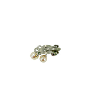 Triple Clip Vintage Akoya Saltwater Cultured Pearl Earrings- Sterling Silver Sm