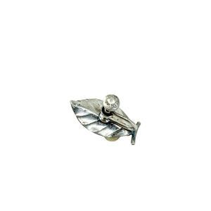 Mings Of Honolulu Leaf Triple Akoya Saltwater Cultured Pearl Vintage Screwback Earrings- Sterling Silver