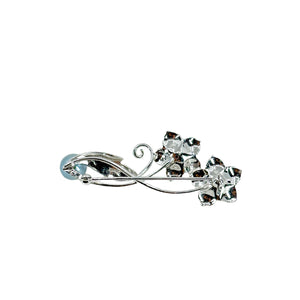 Flower Mid Century Blue Japanese Saltwater Akoya Cultured Pearl Vintage Brooch- Sterling Silver