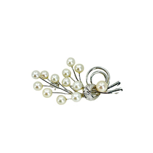 Branch Tree Nature Vintage Japanese Saltwater Akoya Cultured Pearl Brooch- Sterling Silver