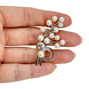 Branch Tree Nature Vintage Japanese Saltwater Akoya Cultured Pearl Brooch- Sterling Silver