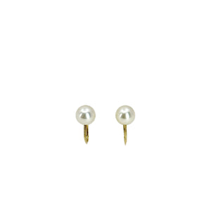 Vintage Mikimoto Solitaire Akoya Saltwater Cultured Pearl Screwback Earrings- 14K Yellow Gold