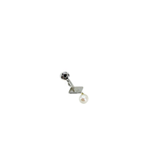Square Designer Toyomoto Mid-Century Akoya Saltwater Cultured Pearl Screwback Vintage Drop Earrings Original Box- Sterling Silver
