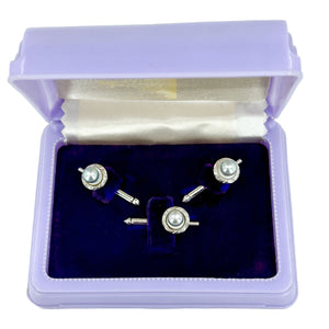  Maruwa Vintage Japanese Saltwater Akoya Cultured Pearl Shirt Stud Button Designer Mother of Pearl- Sterling Silver