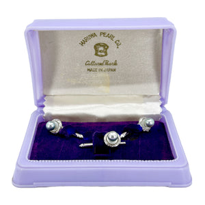  Maruwa Vintage Japanese Saltwater Akoya Cultured Pearl Shirt Stud Button Designer Mother of Pearl- Sterling Silver