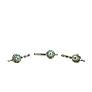  Maruwa Vintage Japanese Saltwater Akoya Cultured Pearl Shirt Stud Button Designer Mother of Pearl- Sterling Silver