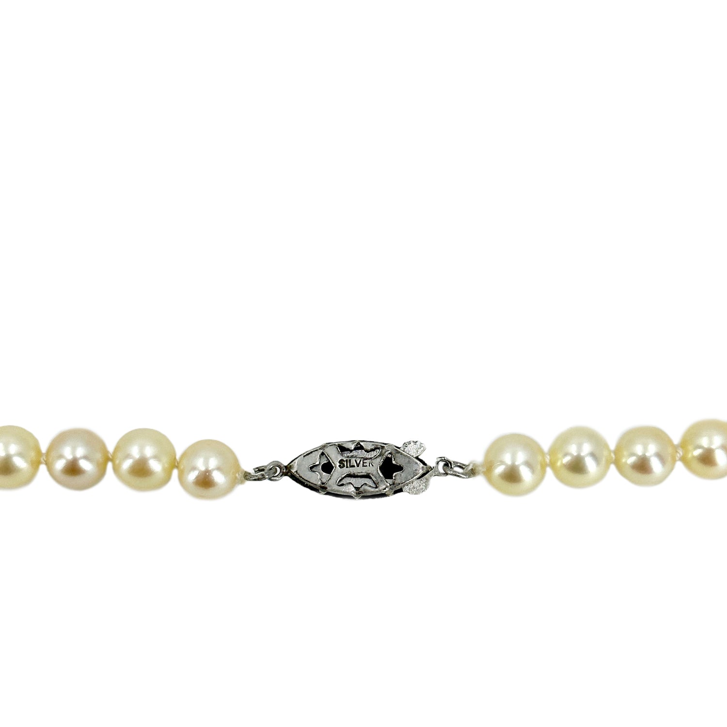 Golden Cream Vintage Japanese Saltwater Cultured Akoya Pearl Vintage Necklace - Sterling Silver 23 Inch