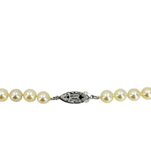 Golden Cream Vintage Japanese Saltwater Cultured Akoya Pearl Vintage Necklace - Sterling Silver 23 Inch