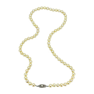 Golden Cream Vintage Japanese Saltwater Cultured Akoya Pearl Vintage Necklace - Sterling Silver 23 Inch