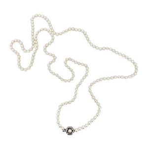 Long Rope Mid Century Modern Japanese Saltwater Cultured Akoya Pearl Vintage Necklace - Sterling Silver 50 Inch