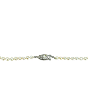 Quality Art Deco Graduated Japanese Saltwater Cultured Akoya Pearl Vintage Necklace - Sterling Silver 20.25 Inch