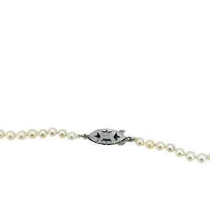 Quality Art Deco Graduated Japanese Saltwater Cultured Akoya Pearl Vintage Necklace - Sterling Silver 20.25 Inch