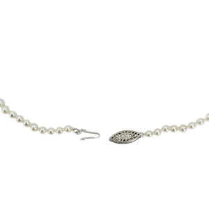 Graduated Mid-Century Japanese Saltwater Cultured Akoya Pearl Vintage Necklace Strand - 14K White Gold 20.25 Inch