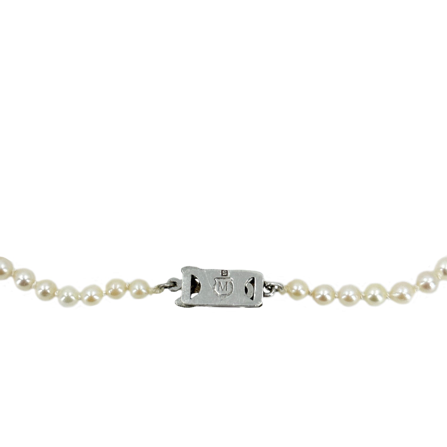 Vintage Mikimoto Graduated Japanese Cultured Akoya Pearl Strand - Sterling Silver 20.50 Inch