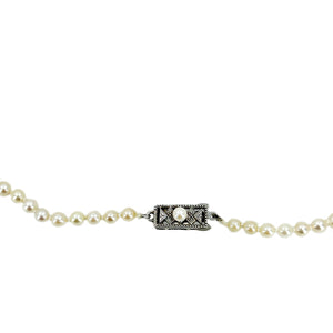 Vintage Mikimoto Graduated Japanese Cultured Akoya Pearl Strand - Sterling Silver 20.50 Inch
