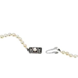 Vintage Mikimoto Graduated Japanese Cultured Akoya Pearl Strand - Sterling Silver 20.50 Inch