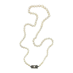 Vintage Mikimoto Graduated Japanese Cultured Akoya Pearl Strand - Sterling Silver 20.50 Inch