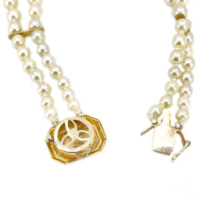 Victorian Double Strand Antique Akoya Saltwater Cultured Pearl Bracelet- 14K Yellow Gold