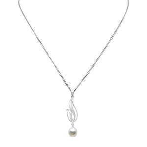 Swirl Mikimoto Saltwater Akoya Cultured Pearl Necklace Designer- Sterling Silver
