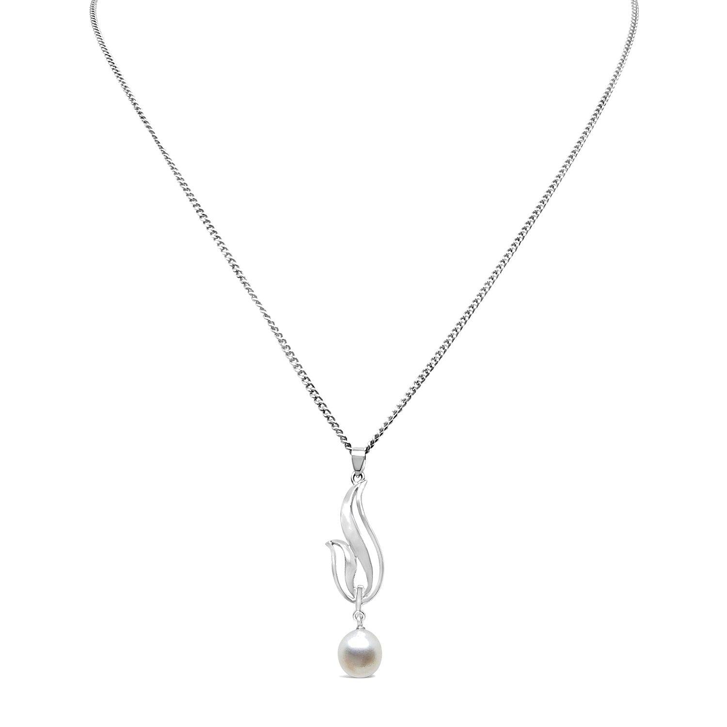 Swirl Mikimoto Saltwater Akoya Cultured Pearl Necklace Designer- Sterling Silver