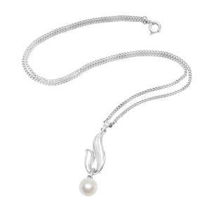 Swirl Mikimoto Saltwater Akoya Cultured Pearl Necklace Designer- Sterling Silver