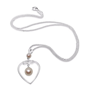 Heart Mikimoto Akoya Pearl Necklace- Sterling Silver