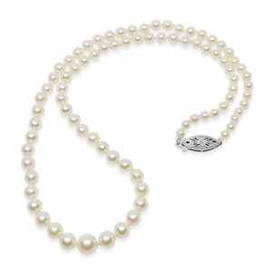 Floral Graduated Japanese Saltwater Cultured Akoya Pearl Strand - 14K White Gold