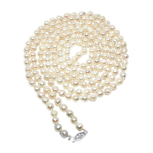Rope Length Japanese Saltwater Cultured Akoya Pearl Strand - Diamond 14K White Gold