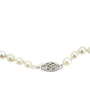 Filigree Retro Japanese Saltwater Cultured Akoya Pearl Necklace - 10K White Gold 18 Inch