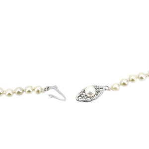 Filigree Vintage Graduated Japanese Saltwater Cultured Akoya Pearl Strand - 10K White Gold 20.50 Inch