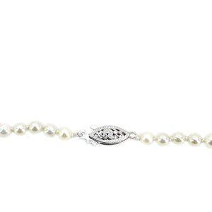 Vintage Japanese Saltwater Cultured Akoya Graduated Pearl Necklace - 10K White Gold 20.75 Inch
