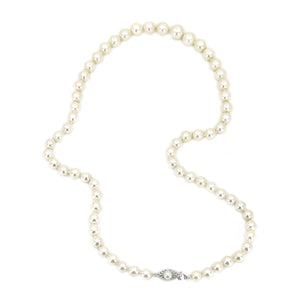 Vintage Filigree Japanese Saltwater Cultured Akoya Pearl Necklace - 14K White Gold 18.50 Inch