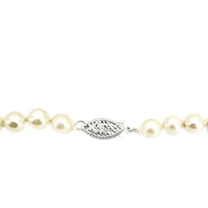 Opera Length Vintage Saltwater Japanese Cultured Akoya Pearl Strand - 14K White Gold 30 Inch