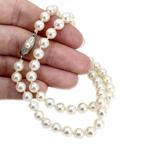 Mikimoto Graduated Japanese Cultured Akoya Pearl Vintage Strand - 10K White Gold 16 Inch
