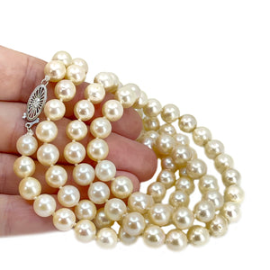 Opera Filigree Japanese Cultured Akoya Pearl Strand - 14K White Gold 30 Inch