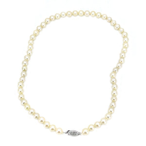 Choker Japanese Saltwater Cultured Akoya Pearl Necklace - 14K White Gold 15.50 Inch