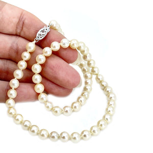 Choker Japanese Saltwater Cultured Akoya Pearl Necklace - 14K White Gold 15.50 Inch