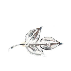 Wells Leaf Japanese Saltwater Cultured Akoya Pearl Brooch- Sterling Silver