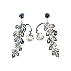 Wisteria Black Rhodium Akoya Saltwater Cultured Pearl Screwback Earrings- Sterling Silver