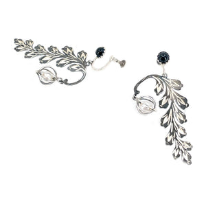 Wisteria Black Rhodium Akoya Saltwater Cultured Pearl Screwback Earrings- Sterling Silver