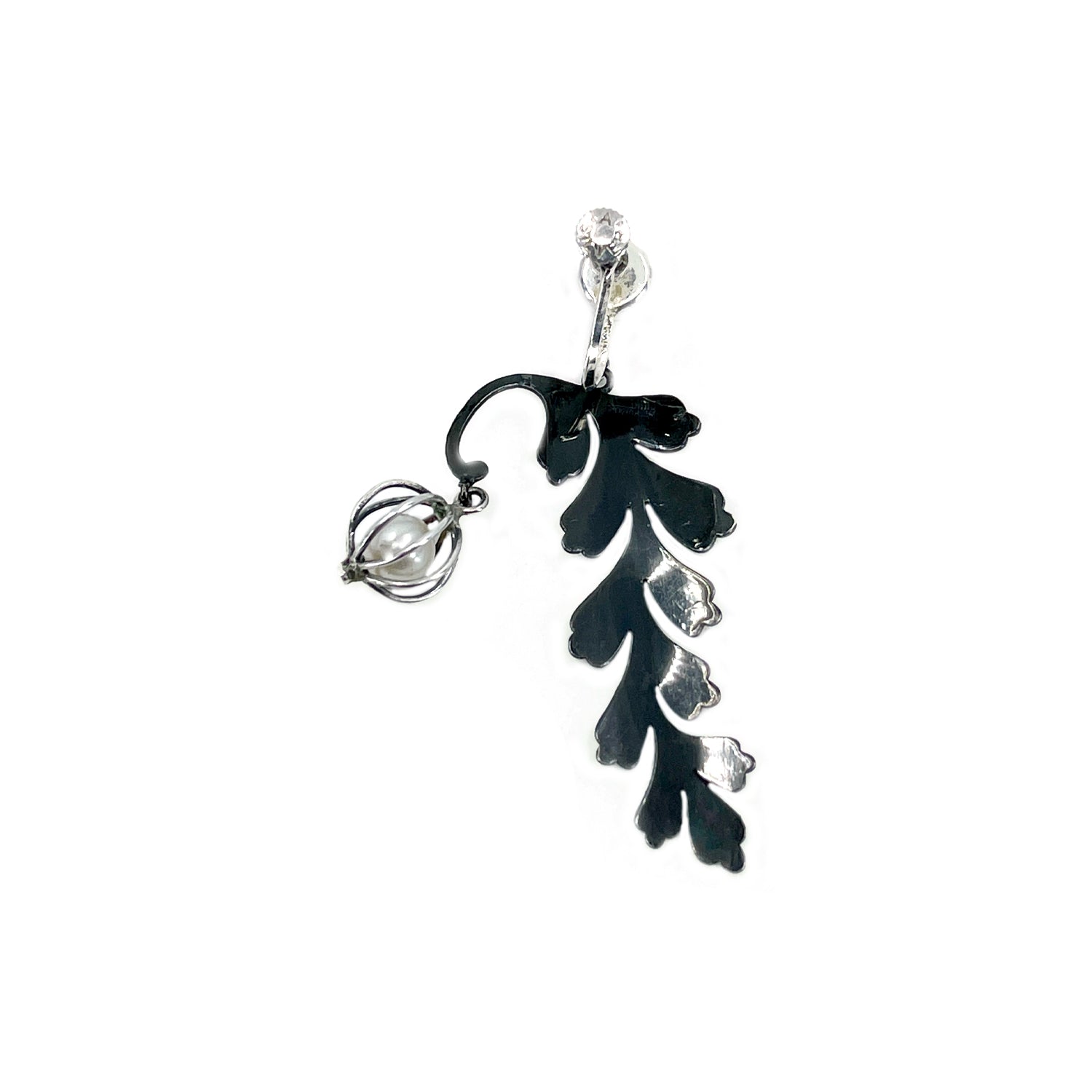 Wisteria Black Rhodium Akoya Saltwater Cultured Pearl Screwback Earrings- Sterling Silver
